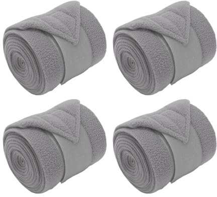 Fockety Lot de 4 Bandages de Jambe de pour Cheval, Bandages de Protection en Polaire Douce avec Fixation Réglable pour Fournitures de Cheval, Entraînement, Compétition, équitation (Grey)