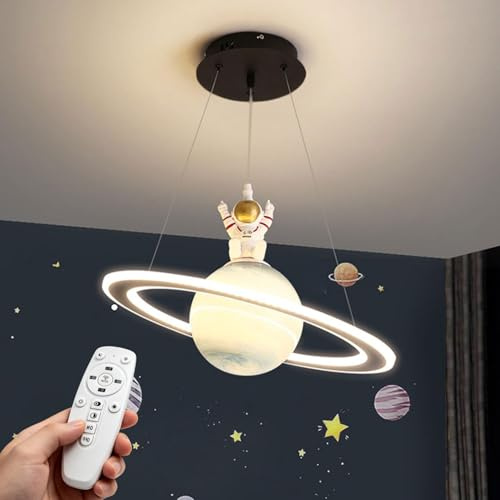 Moddeny Kinderzimmer Planeten Pendelleuchten mit Fernbedienung, moderne LED-Globus-Pendelleuchten, Dimmbar 3CCT Acryl- und Glas-Hängelampe für Jungen und Mädchen Wohnzimmer Kinderzimmer