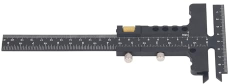 Xiuganpo Regla en T de Aleación de Aluminio Calibre de Marcado de Carpintería 0 210 Mm, Tapón Desmontable Herramienta de Diseño de Carpintería Ergonómica con Medición Precisa
