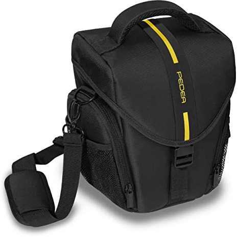 Pedea Kameratasche Essex für Spiegelreflexkamera DSLR SLR Fototasche für DLSM Systemkamera Objektive und Zubehör mit Regenschutzhülle, Gr. L gelb