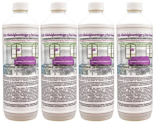 A.K.B. Alkoholglanzreiniger 5-Fach Konzentrat, Wischroboter Reinigungsmittel (idealer Alkoholglanzreiniger als Bodenreiniger, Hartbodenreiniger), 1354 (4 x 1L Flasche),Allzweckreiniger,Allesreiniger