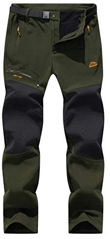 BenBoy Herren Wanderhose Wasserdicht Softshellhose Outdoorhose Winddicht Warm Gefüttert Skihose Snowboardhose Winter Trekkinghose,KZ1602-Armygreen1-L