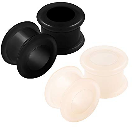 KJM FASHION 4 Stk Silikon Schwarz Hautfarbe Fleischtunnel Schmuck