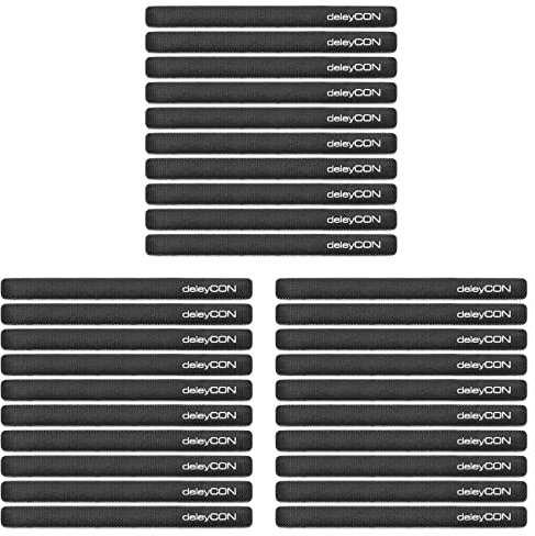 deleyCON Klett Kabelbinder 15cm Klettband 12mm, 30 Stück - Schwarz | Kabelmanagement, Kabelorganizer, Klettkabelbinder, Klettverschluss, 12mm breit