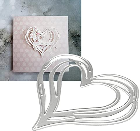 WuLi77 Herz Metall Stanzschablone Die Stanzen Zum Basteln Von Karten, Prägeschablone Für Scrapbooking, DIY Album, Papier, Karten, Kunst, Dekoration