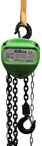 TRUTZHOLM Kettenzug mit Doppelbremse HSC 1000kg Traglast - 3m Hubhöhe Kette Triangel Flaschenzug Seilzug Hebezug Handseilwinde Ratschenzug