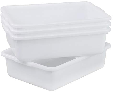 CadineUS Small Bus Tubs Commercial Set of 4, Plastic Wash Basin, 8 Liter