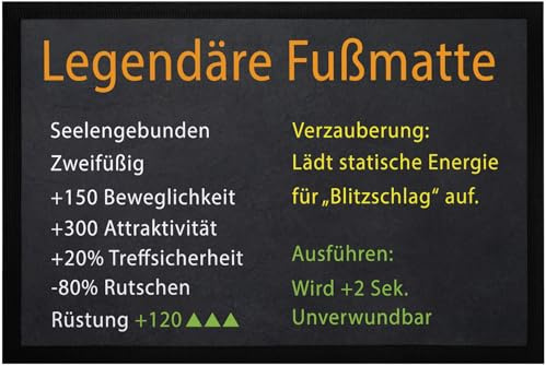 MoonWorks® Legendäre Fußmatte mit Gaming Motiv für Nerds Geeks Computer-Spiel Zocker rutschfest & waschbar Schwarz 60x40cm