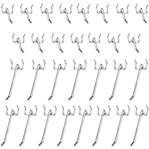 Rayong 30Pcs Ganci per Pannello Forato Pannello Forato Ganci in Metallo Ganci per pegboard in metallo Accessori per Negozi, Banco da Lavoro Officina e Cucina