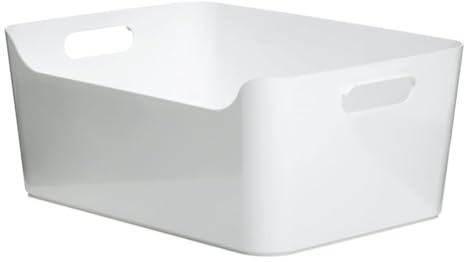 TATAY Caja Organizadora Rectangular 10L de Capacidad, de Polipropileno, Libre de BPA, Blanco. Medidas 34,5 x 25 x 14,5 cm