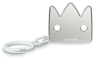 Suavinex, Nappstift med klämma för bebisar + 0 månader | silvermetallic | kronbrosch | silver