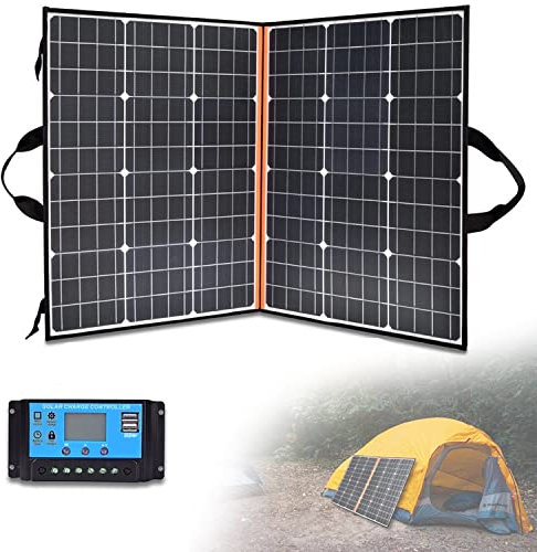 UIBAO Panel Solar Portatil Plegable 200w Kit Placa Solar Flexible Paneles Solares para Casa con Puerto De Salida 18v Controlador 40A Cable De Abrazadera De Batería para RV,Camping,Boat