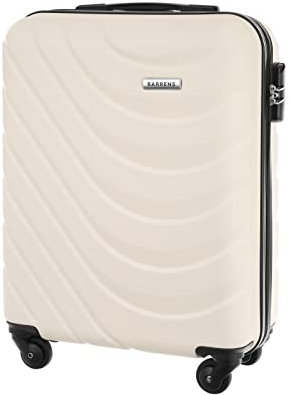 BARRENS Handgepäck 55x40x20 cm Kabinenkoffer | Kabinengepäck | ABS-Material | Chiffrierschloss Reisekoffer | Koffer mit 4 Rollen | Flexibler Griff | Hartschalenkoffer | Airline-kompatibel (Beige 34 L)