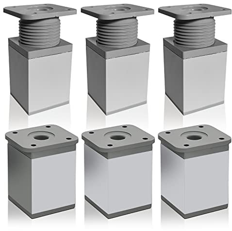 Leikurvo 6 piedini per mobili: gambe regolabili in alluminio, gambe regolabili in altezza, piedini regolabili in altezza, diametro 60 mm, diametro 40 mm, piedini per mobili, divano, quadrato (opaco)