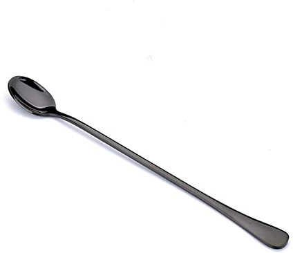 HIDIZ Cucharillas de café con Mango Largo de Acero Inoxidable de 24 cm for Remover té y café (Color : Balck)