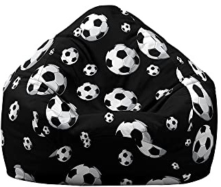 Treer Bean Bag Covers without Filling, Large Beanbag Chair Cover for Kids Adult, 3D Football Printed Bean Bag Chair Sofa Cover with Zipper, Stuffed Toys Storage, Organizer (70x80cm,Football 6)