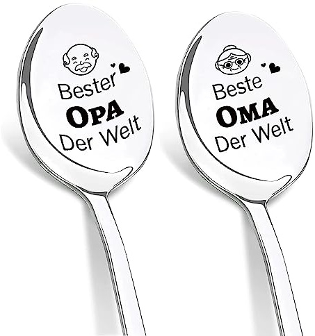 DIKARYA Oma und Opa Geschenke, Löffel mit Gravur, Beste Oma und Opa Der Welt, Beste Oma Geschenk Löffel für Großeltern Sinnvolle Geschenke Opa Geburtstagsgeschenk Ostergeschenke für Opa Oma von Enkel