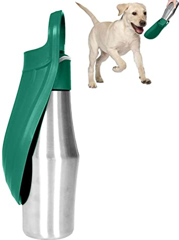 Pomurom GourChien PromenaIsotherme, 750ML Bouteille d'eau Portable pour Chien, Gourpour Chien avec Abreuvoir, Bouteille d'Voyage Portable pour Chien Et Chat Animal Compagnie en Plein Air