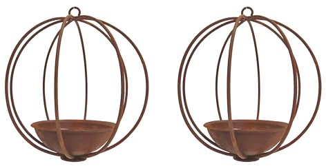 Teelichthalter Hänger Kugel Rost Fenster Deko 17 cm 2er Set
