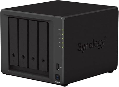 Synology DS923+ Station de disque NAS 4 baies (AMD Ryzen™ 4 threads R1600 Dual-Core 4 Go de RAM 2 x RJ-45 1 GbE port LAN) 16 To avec 4 disques durs Synology Plus Series HDDs (HAT3300-4T)