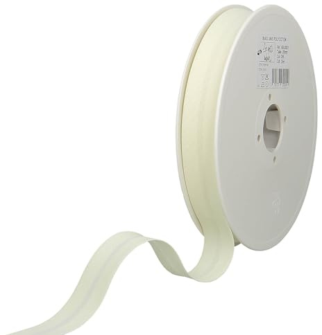 Les Petits Rubans Schrägband – 20 mm breit, gefaltet 10 mm, 25 m Rolle, 50% Baumwolle, 50% Polyester, Bordüre zum Nähen, Banner, Polster, Möbel, Paspeln, Kleidung, Decken