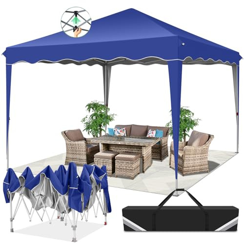 COBIZI Pavillon 3x3 Wasserdicht Stabil mit Wellige, UV-Schutz 50+ Faltbarer Popup Pavillon, Höhenverstellbar Partyzelt für Strand, Gartenparty, Camping, Navy Blau