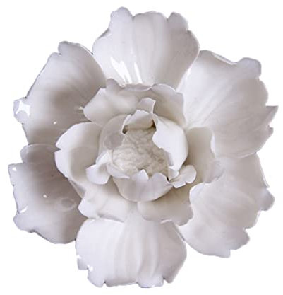 ORFOFE Hintergrunddekor 3D-Wohnkultur künstliche Blumen für den Außenbereich das weiße Vase Wanddekoration Wandbehang aus Keramik die Blumen Metall Kunst Wandschmuck Lilie