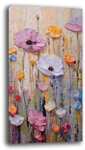 Printerland Quadri Moderni Soggiorno Verticale FIORI effetto Pittura Quadro moderno da Parete Stampa su tela Canvas Decorazione Murale muro Arredo Camera da letto Cucina (2, 40x70 cm)
