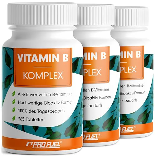 Vitamin B Komplex 3x365 Tabletten - B Komplex mit B12 - alle 8 B-Vitamine (B1, B2, B3, B5, B6, B7, B9, B12) + Co-Faktoren Cholin & Myo-Inositol, laborgeprüft mit Zertifikat, vegan
