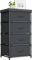 WANGIRL Fabric Chest of Drawers Bedroom, 4 Drawers Storage Unit with Sturdy Steel Frame, Dresser Drawers for Bedroom, Living Room, Hallway, Office and Closet - Black