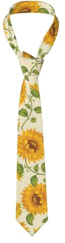 Oudrspo Krawatte für Herren mit frischem Sonnenblumen-Gymnastik-Aufdruck in Blau. Tolle Krawatte für Hochzeiten, den Bräutigam, Trauzeugen, Missionen, Tänze, Geschenke.