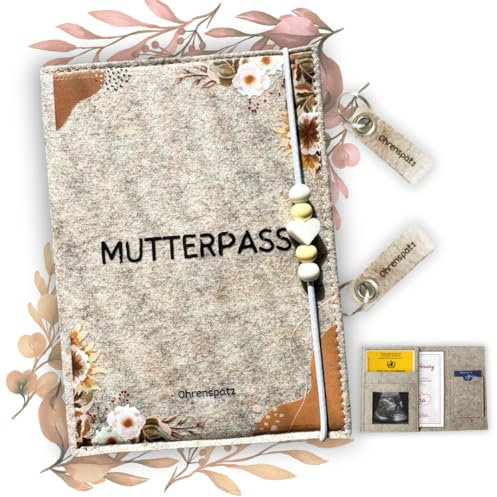 Mutterpass-Schutzhülle U-Heft Hülle Impfpass | Robuste Mutterpasshülle für deutschen Mutterpass, Aufbewahrung für Impfpass, Ultraschallbilder und Baby Dokumente aus Filz
