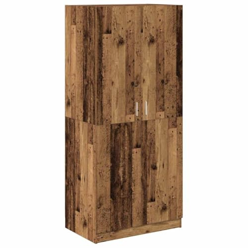 vidaXL Garderob åldrat trä 90x52x200 cm konstruerat trä, hatthyllor, klädstång, klädförvaring, klädskåp, klädstänger, jackhängare, garderob