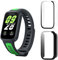 Aerku Funda Compatible con Xiaomi Mi Band 9 Active/Redmi Band 3 Watch, 9H HD Anti-Choque Parachoques Protector Duro PC Marco Cristal Templado Protector de Pantalla Funda - Transparente&Negro