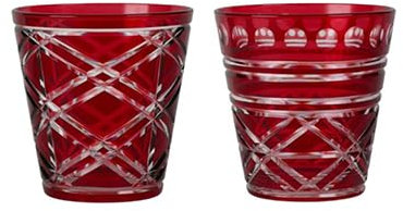 Baci Milano Lot de 6 verres à eau en verre collection Sole Mio rouge ø 8,2 x h 8,5 cm