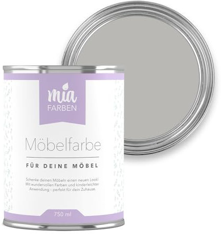 miafarben Möbelfarbe für Holz 750ml, Kreidefarbe, Möbellack ohne schleifen, Kreidelack (Sanftes Wolkengrau)