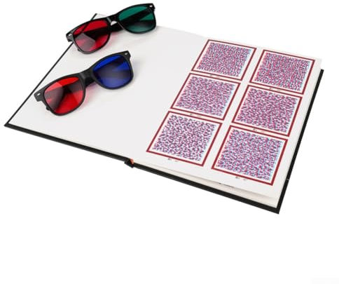 HpLive Zufällige Punkt Stereogramm umfassende Vision Test Chart Astigmatismus Buch Brillen mit Rot-grüne Brille，Rot-blaue Brille für Amblyopie-Exotropie