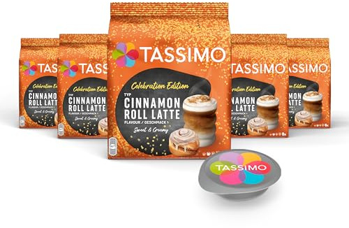 Tassimo Cinnamon Roll Latte Coffee Pods x8 (Pack of 5, Total 40 Drinks)
