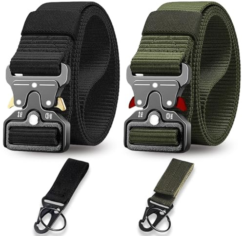 4 Stück Arbeitsgürtel Herren Paket, Gürtel Arbeitshose Herren, Taktischer Gürtel Herrens Geeignet für Tägliche Freizeit und Outdoor Aktivitäten wie Camping oder Outdoor Arbeiter (Schwarz und Grün)