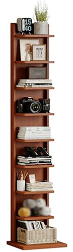 Zdlopteron Bücherregal Unsichtbar Stehend aus Holz mit 5/9 Ebenen,bücherturm freistehend,bodenstehende Buchorganisatoren,offene Regale for kleine Räume,Wohnzimmer,Schlafzimmer,Büro(Cherry,9Tier)