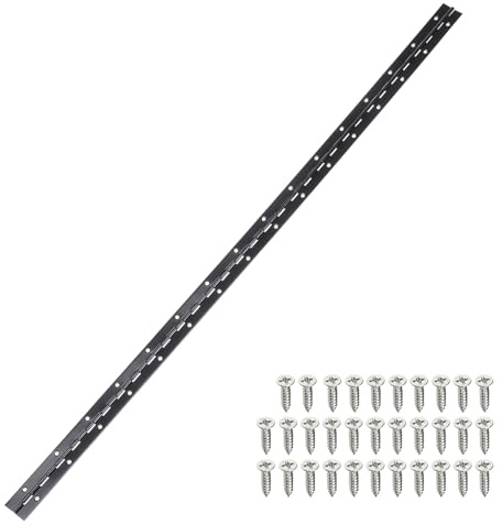 QUARKZMAN Klavierband, 36 Zoll x 1,2 Zoll Edelstahl-Dauerband Türband mit Löchern, für Bootsschranktür-Box-Möbel, Schwarz