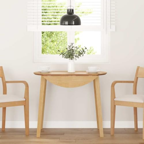 Teenpull Esstisch Natur aus Massivholz Gummibaum, Klappbar für Küche, Esszimmer, Büro, Platzsparend, Modern, Langlebig