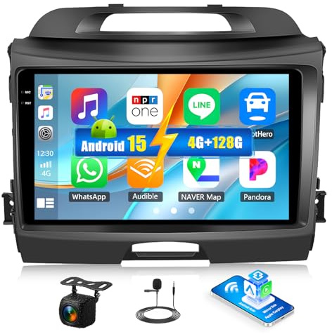 Android 15, 4G+128G GOHHDL Autoradio per Kia Sportage 3 III SL 2010-2016 con Wireless Carplay Android Auto, Radio per Auto da 9 Pollici 2Din con GPS Navi WiFi Bluetooth FM/RDS EQ SWC Telecamera&Mic