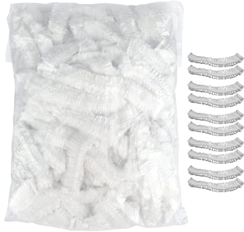 JOOTUEPO 100 Pcs Charlotte Cheveux, Large Élastique Épais Bonnets de Douche, Bonnet de Douche à Usage Unique, élastiques, imperméables, pour Hôtel/Shower/Spa (42cm)