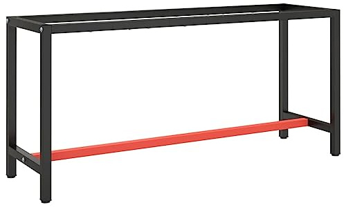 Accessori da tavolo, gambe da tavolo, telaio per panca da lavoro, nero opaco e rosso opaco, 170 x 50 x 79 cm, in metallo
