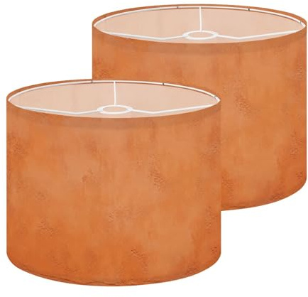 Boho Lampshades Lamp Shades set of 2 Terracotta Colored Plaster Warm Ochre Abstract Patterns Rough Texture Light Shade for Table Lamps Floor Lamps Drum Lamp Shades Lampshade Replacement