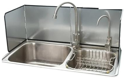 Compatible For Kitchen Sink Splashback Galvanized Board Splash Guard Gas Cooker Grease Protective Shield(Three pieces)