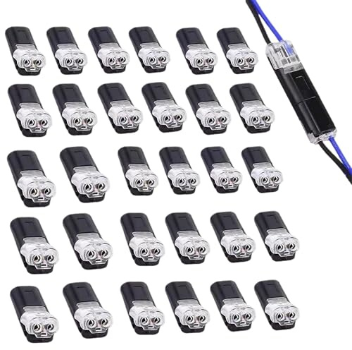 30 PCS 2-Pin Wire Connectors Push Fit, Electrical Wire Connectors | Quick Dual 2 Pin Peel-Free Push-Type Design, Wire Crimp Terminal For LED