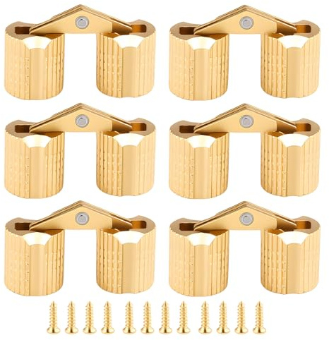 8mm Charnières Invisibles Dissimulées en Laiton, 6PCS | Charnières de Meubles d'Armoire Cachées pour Bricolage Porte en Bois Boîtes Badeaux Boîte à Bijoux, Angle d'Ouverture de 180°