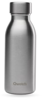 Qwetch ICON - Botella isotérmica de 350 ml de acero inoxidable cepillado, botella ultra compacta y elegante de acero inoxidable reciclado, 24 horas frías/12 horas calientes, impermeable y nómada